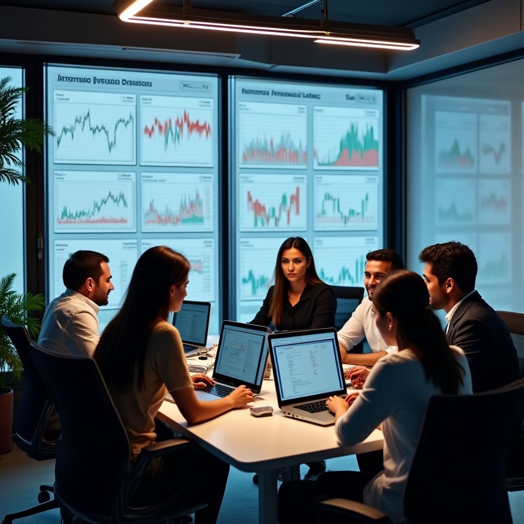 Equipo de Panorama Financiero en la oficina principal de Buenos Aires